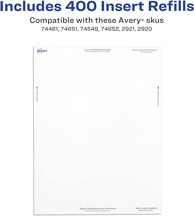 Avery Customizable Name Badge Inserts, 2.25" x 3.5", 400 Printable Name Tag - Image 3