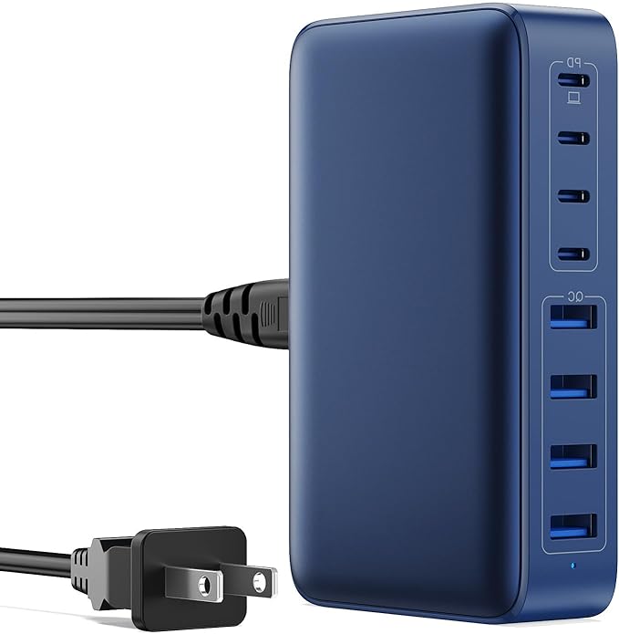 USB C Charger 200W USB C Charger Block,Upgraded GaN III 8-Port Fast Charging Station Hub,PD 65W Laptop Charging Adapter Compatible with MacBook Pro/Air,DELL,Steam Deck,iPhone 16/15/14,Galaxy S23/22-DeskLoop Office