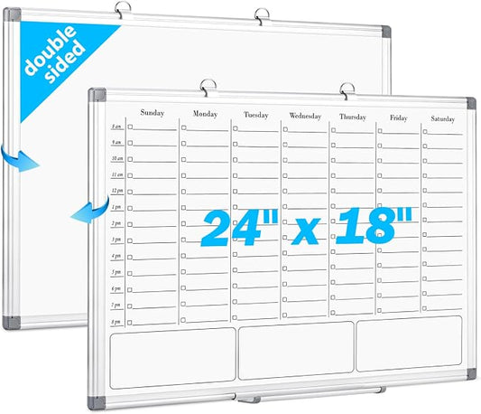 White Board Dry Erase Board for Wall, Magnetic Whiteboard Calendar 24" X 18" by ONAVIA