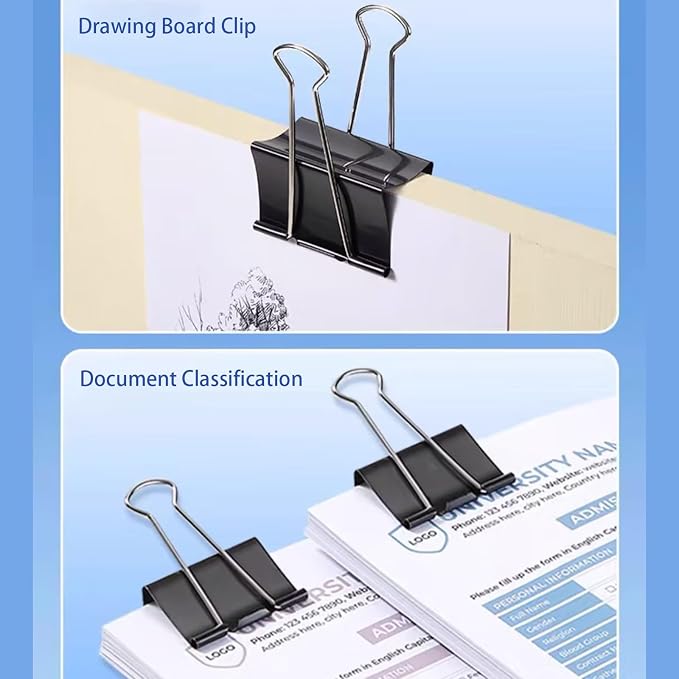 Jumbo Binder Clips, 3 Inch, Standard 75mm, Drawing Board Clips, Fold Clamp - Image 5