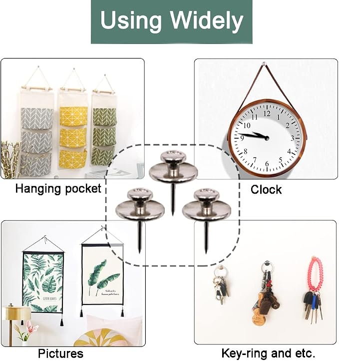 50 PCS Picture Hanger Nails, Double Headed Push Pins Hooks Thumbtacks - Image 2