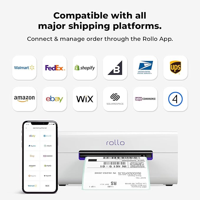 Rollo Wireless Shipping Label Printer - Wi-Fi Thermal Label Printer 4x6 for Shipping Packages - AirPrint from iPhone, iPad, Mac - Supports Windows, Chromebook, Android, Linux-DeskLoop Office