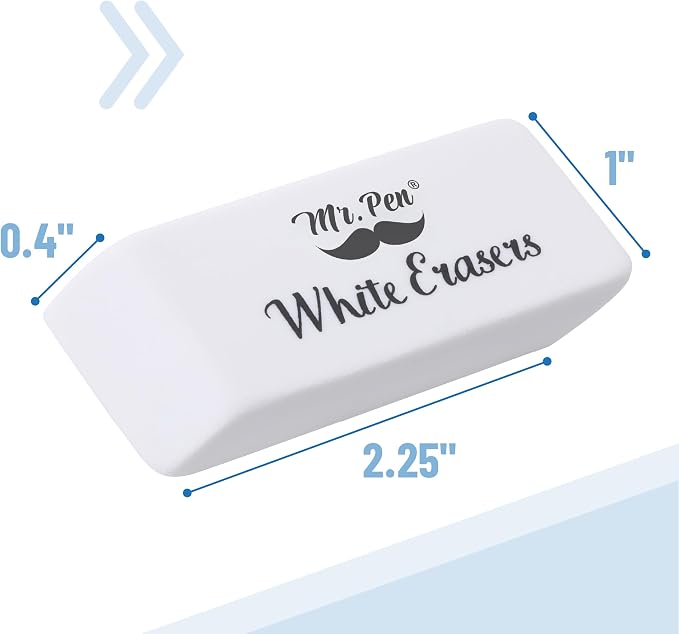 Mr. Pen- White Pencil Eraser, 72 Pack | Large Latex Free Block Erasers Bulk - Image 3