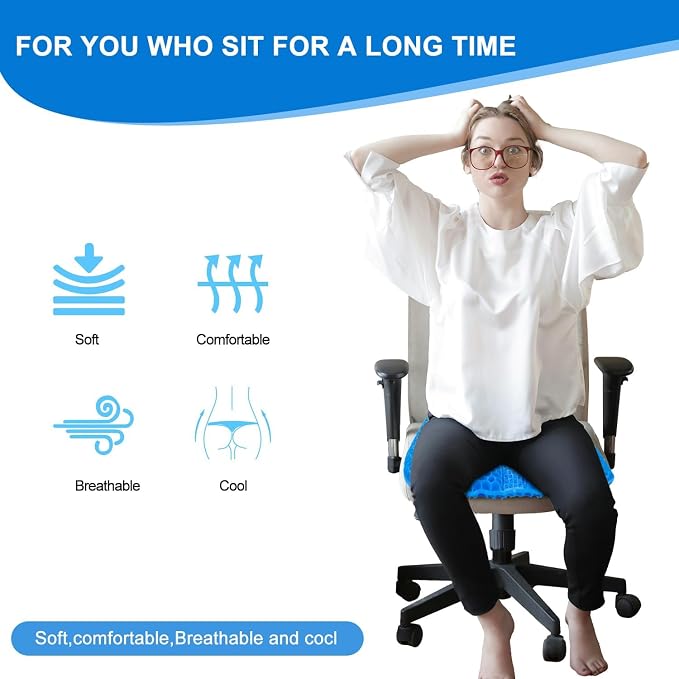 Large Gel Seat Cushion for Long Sitting - Image 5