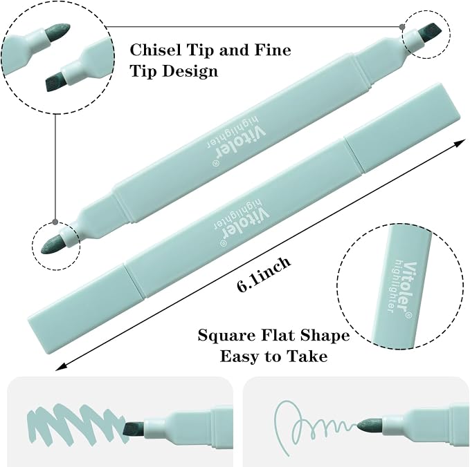 Vitoler 8pcs Aesthetic Highlighters, Chisel & Fine Tips Bible Highlighters | - Image 6