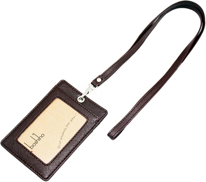 Boshiho Vertical Style Leather ID Card Badge Holder by boshiho