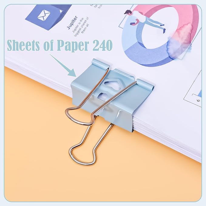 BAYTORY 12Pcs Pastel Binder Clips, 2 Inch Extra Large Binder Clips, - Image 5