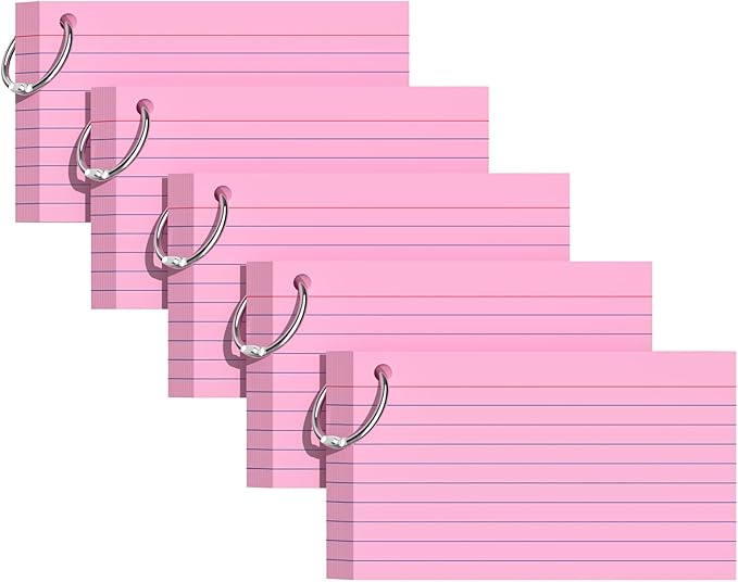 Index Cards 3x5 Inches, Punched Lined Study Card Ruled Flashcards Notecards by Glyanlee
