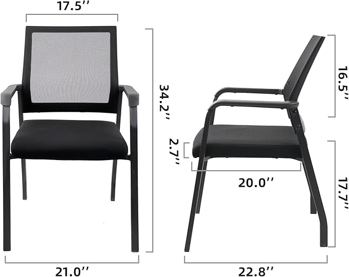 Desk Chair No Wheels, Arm Chair with Ergonomic Lumbar Support and Thickened Seats Cushion, Waiting Room Chairs for Office School Church Guest Reception, 8 Pack Black-DeskLoop Office