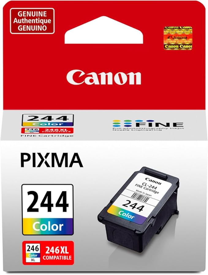 Canon CL-244 Genuine Color Ink Cartridge, Compatible with iP2820, MX492, MG2420/2520/2920/2922/2924/3020/2525, TS3120/302/302a/202/4520/3320-DeskLoop Office