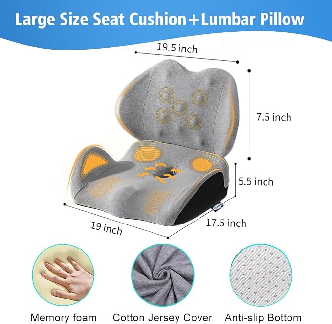 X Large Memory Foam Seat Cushion Lumbar Support Pillow - Image 6