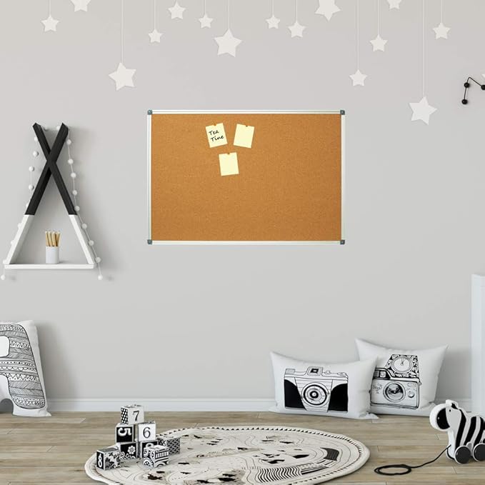 Lockways Cork Board Bulletin Board, 2 Pack Double Sided Corkboard 36" x 24", Wall-Mounted Silver Aluminum Message Presentation Notice Board 3 x 2 Feet-DeskLoop Office