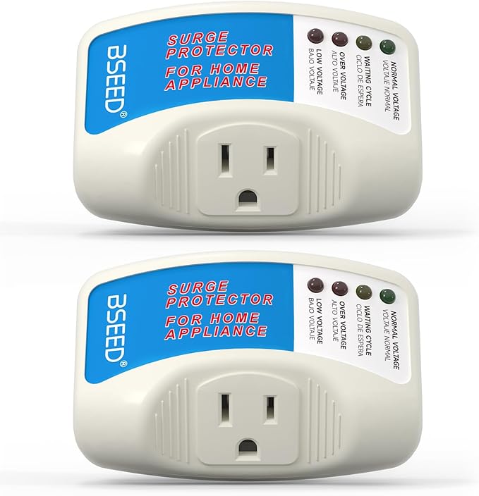 BSEED Voltage Protector, Single Outlet Surge Protector Plug in for Home Appliance Multi Function Plug with Protection Wall Mount Power Suppressor for TV/PC/Refrigerator, 15A, 125V, 1875W, 2 Pack-DeskLoop Office