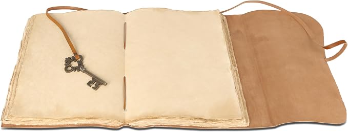 Leather Journal with Deckle Edge Paper 8x6 inch and Vintage Key | Handmade - Image 6