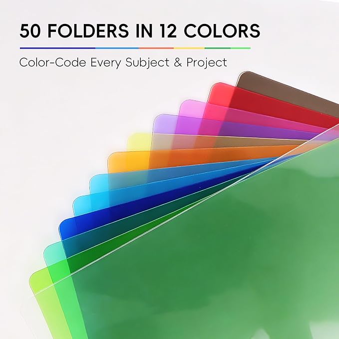 36 Pack Plastic Folders with 2 Pockets, Letter Size, 12 Colors | Polypropylene - Image 2
