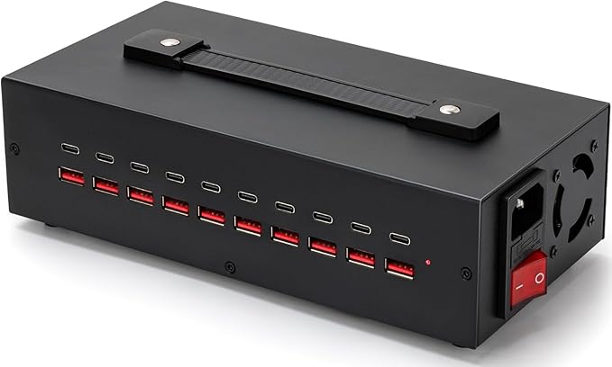 200W USB~c Charging Station, 20 Port (10 USB A & 10 USB~C Port) USB Charger Block, Fast Charging Station for Multiple Devices, Desktop Charger Compatible for iPhone, iPad, Tablets-DeskLoop Office