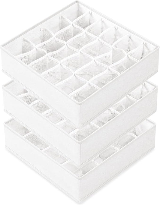 Criusia 3 Pack Sock Underwear Drawer Organizer Dividers, 64 Cell Fabric by Criusia