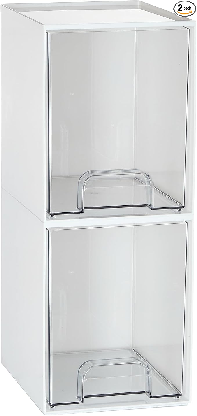 Vtopmart 2 Pack Stackable Storage Drawers, Plastic Organizers Bins by Vtopmart