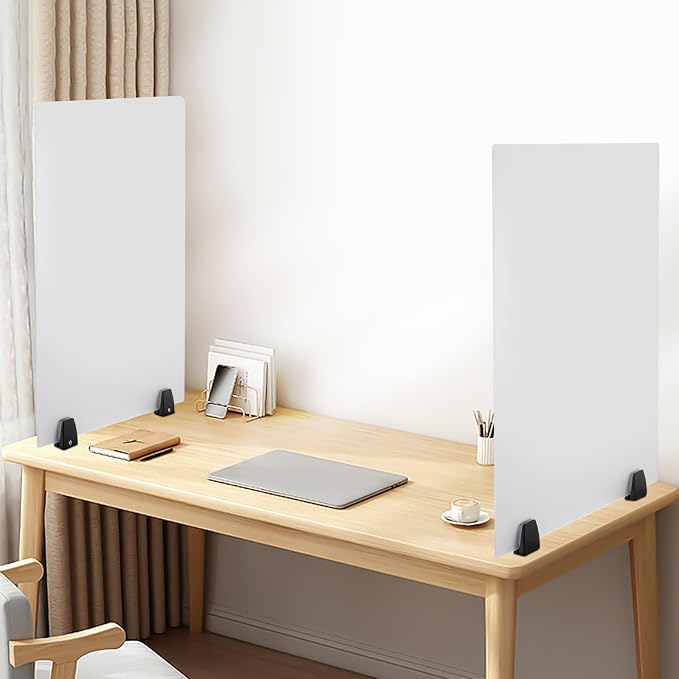 2 Pack Clamp-on Desk Privacy Panels, Frosted Acrylic Desk Dividers - Image 2