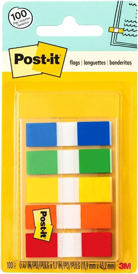Post-it Flags in Portable Dispenser, 100 Flags/Pack, .47 in x 1.7 in, 20 Each by Unknown