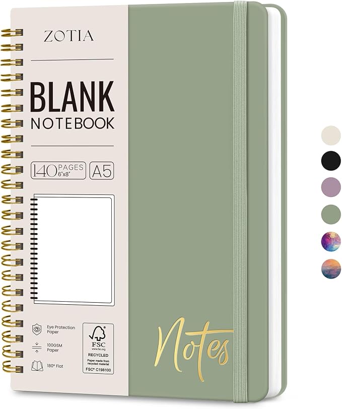 ZOTIA Blank Spiral Journal Notebook by Zotia