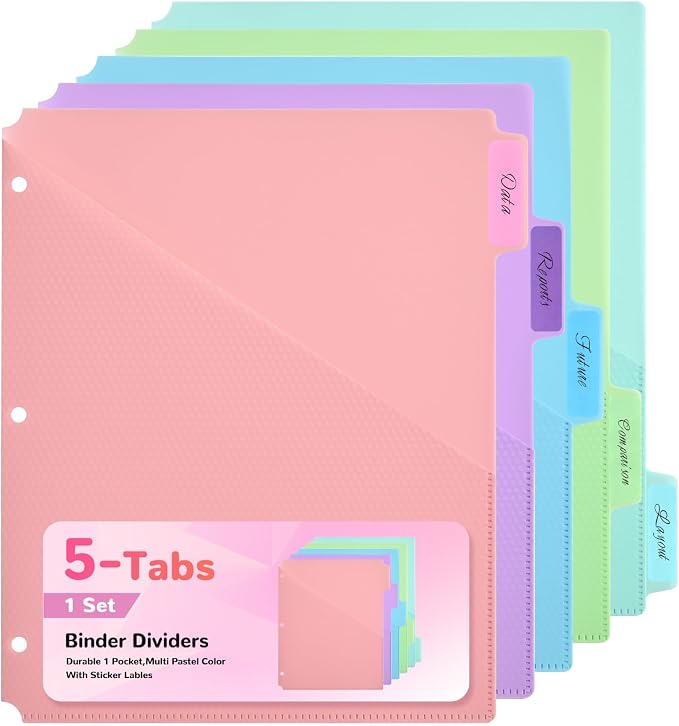 SUIN 5-Tab Binder Dividers by SuinOffice