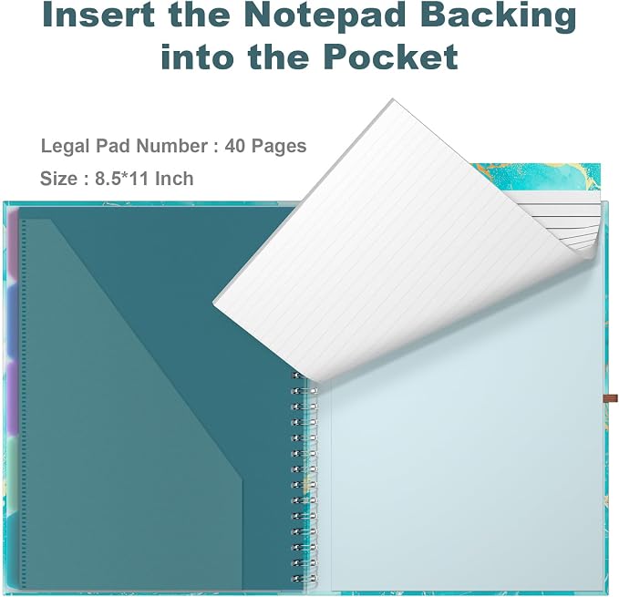 Hongri Clipboard Folio with Refillable Lined Notepad, 8.5 x 11 Folders with - Image 4