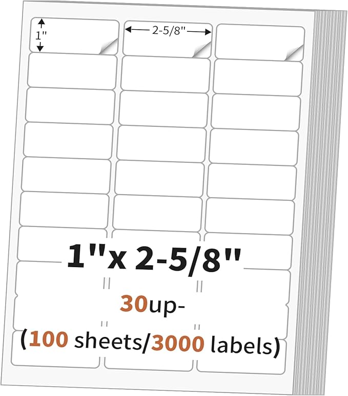 1" x 2 5/8" Address Labels, Labels Sticker Paper by MultiLabel