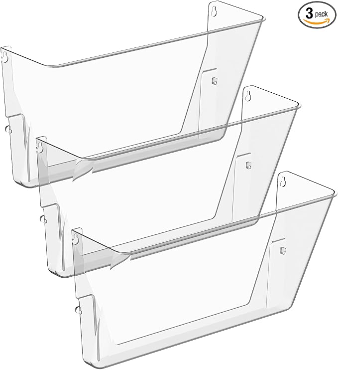 Gawerk Clear Acrylic Single Pocket, Plastic Hanging Wall Mount File Holder by Gawerk