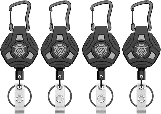 4 Pack Retractable Keychain Heavy Duty, Badge Reels Retractable, Tactical ID by OARIDEY