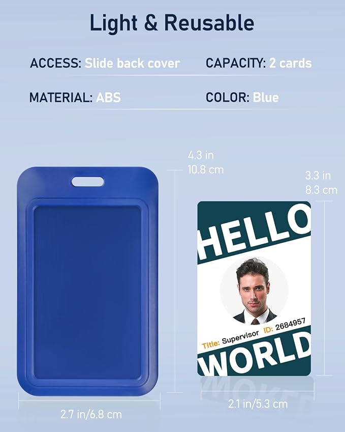 Uniclife 10 Pack Sliding ID Badge Holder Vertical Hard Plastic Case - Image 7