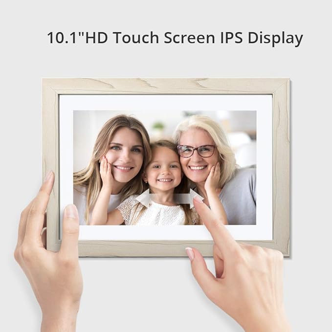 Dragon Touch Digital Picture Frame WiFi 10 inch IPS Touch Screen Digital Photo Frame Display, 32GB Storage, Auto-Rotate, Share Photos via App, Email, Cloud, Classic 10 White, XKS0001-WT-US2-DeskLoop Office