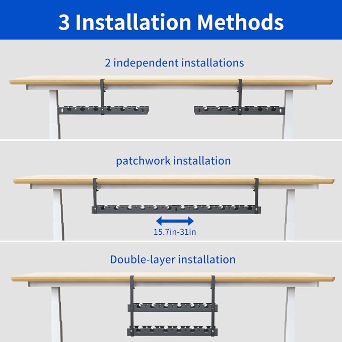 WIGAKDRU 31Inch Extendable Under Desk Cable Management Tray Multi-Model Metal - Image 3