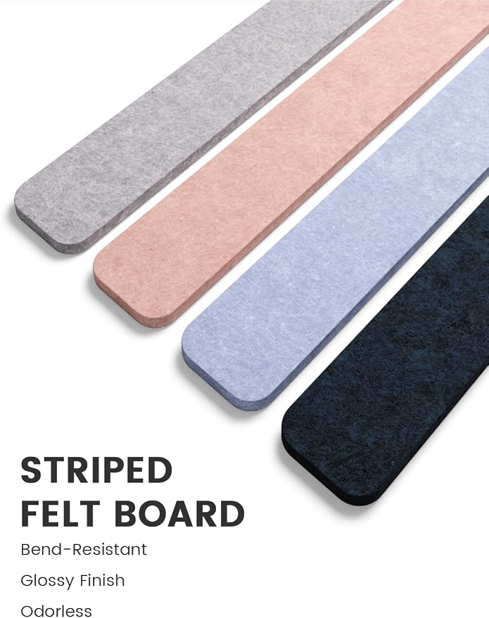 Fluxynara Cork Board Alternative Felt Strip Board 8-Pack 13"x2", Office Pin - Image 3