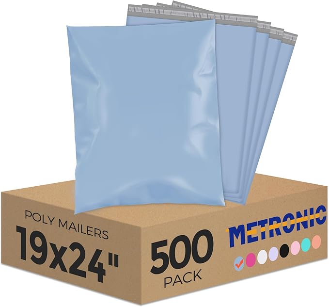 Metronic Poly Mailers 19X24 500Pack, Strong Adhesive Shipping Envelopes by METRONIC