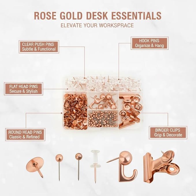 310 Piece Rose Gold Push Pin Set - Image 3