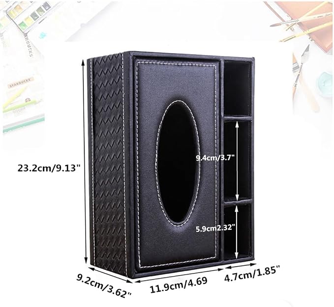 PU Leather Household Office Rectangular Tissue Box Storage Organizer Box | - Image 2