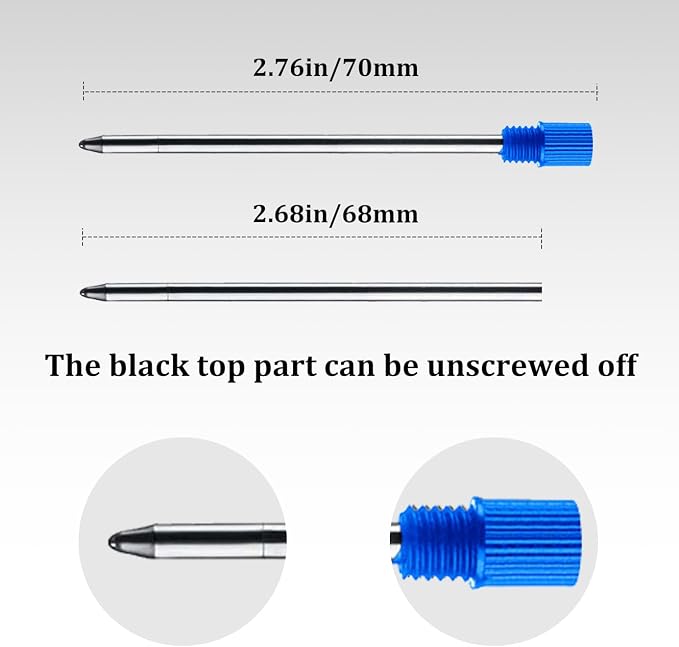 Blue Ink Refills, Replaceable Pen Refills, 2.75 inch Ballpoint Pens Refills - Image 2
