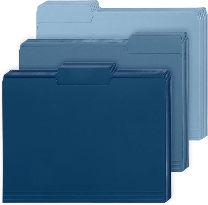 Whaline Dusty Blue File Folders Letter Size 12 Packs 3 Colors Gradient Blue by Whaline