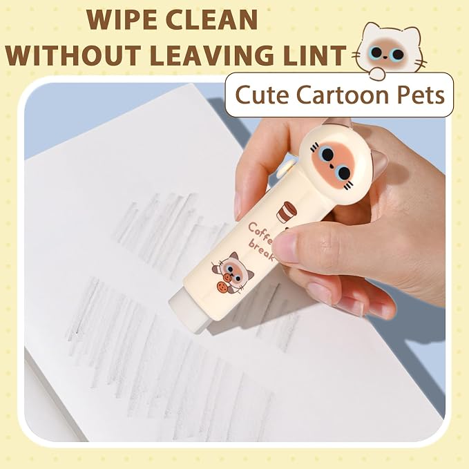 2Pcs Cute Cat Pencil Sharpener and 2Pcs Cute Cat Retractable Eraser - Image 7