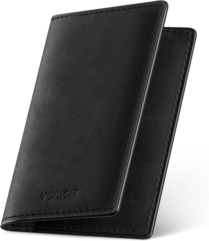 VULKIT Genuine Leather Business Card Holder 2 Sided Slim Business Name Card by VULKIT