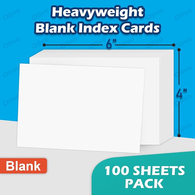 Blank Index Cards 4x6 Unlined Unruled Flash Note Cards 4" x 6", 220 GSM Heavy - Image 2