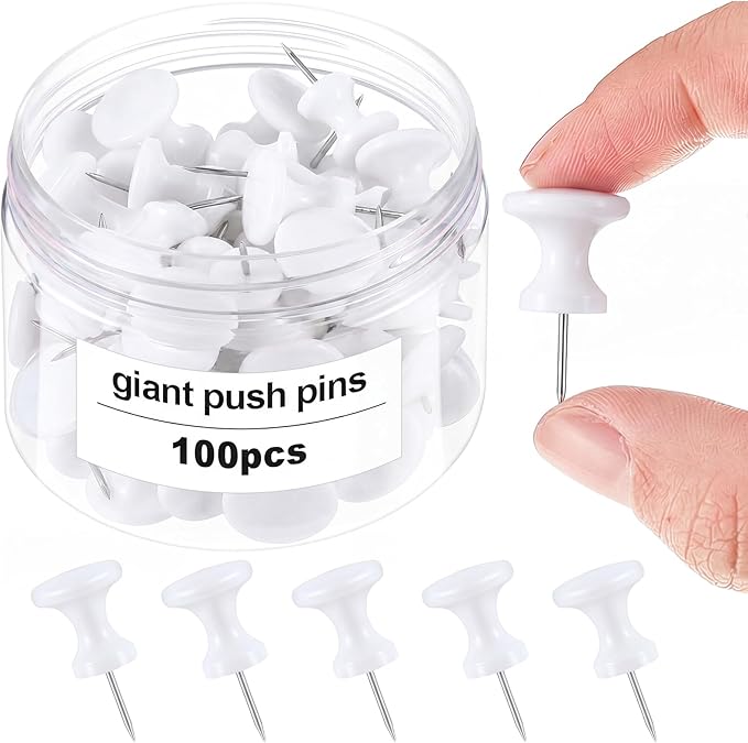 Outus 100 Pcs Giant Push Pins Jumbo Tacks 1 Inch Plastic Head by Outus
