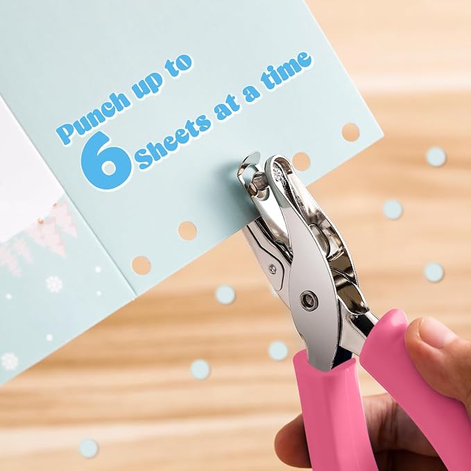 Chumia 12 Pieces Single Hole Punch Handheld 1/4 Inch Hole Paper Punch - Image 4