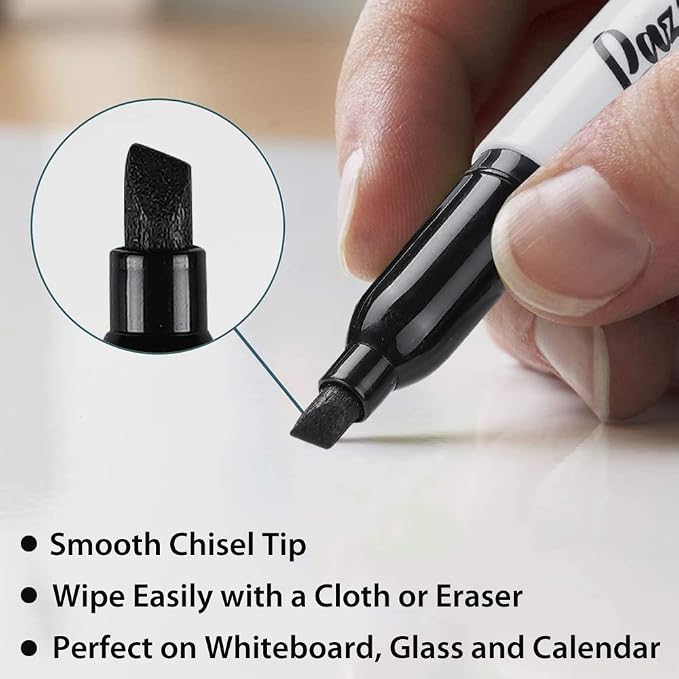 LAZGOL Dry Erase Markers Bulk, 96 Pack Black Dry Erase Markers Chisel Tip - Image 3