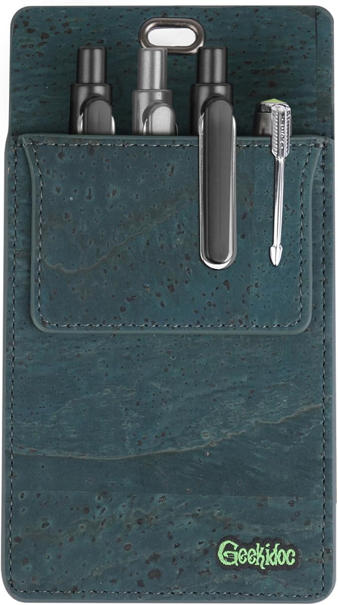 Premium Portuguese Cork Pocket Protector for Men | Multi-Use Pocket Protectors for Shirts and Lab Coats | For Pen, Pencils, Pointers, and More | 1 Pack Blue Pocket Organizer Protector-DeskLoop Office