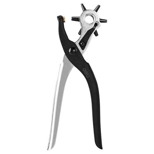 Deli 9" Leather Hole Punch Tool – Heavy Duty Rotary Belt Hole Puncher & Leather by delioffice