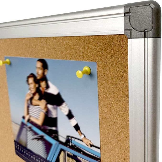 BIBOC Cork Bulletin Board,Cork Board,Felt Board, Pin Board, Notice Board, Memo Board for Homes or Offices,18 X 24 Inches, Silver Aluminium Frame-DeskLoop Office