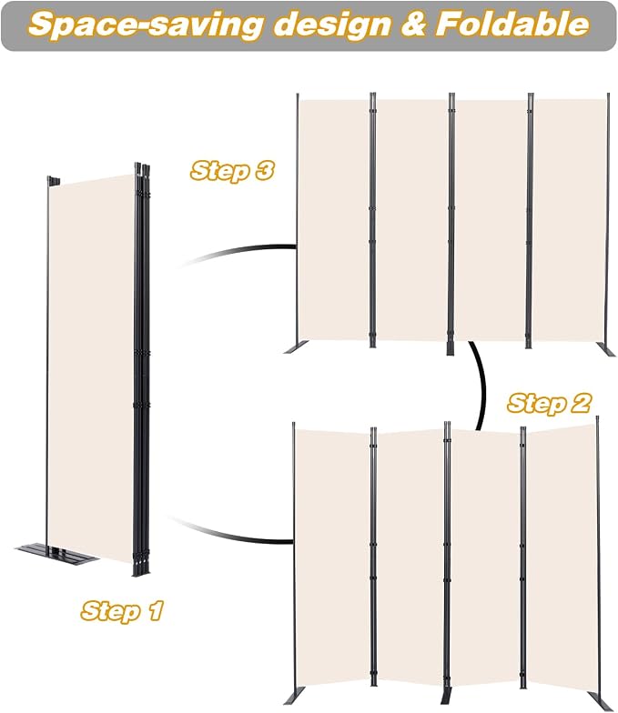 CHOSENM Room Divider, 4 Panel Folding Privacy Screens - Image 5
