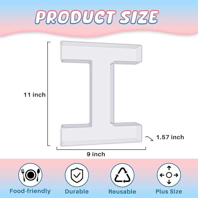 11" Acrylic Letter Charcuterie Box, Reusable Fillable Alphabet Number Shaped - Image 2